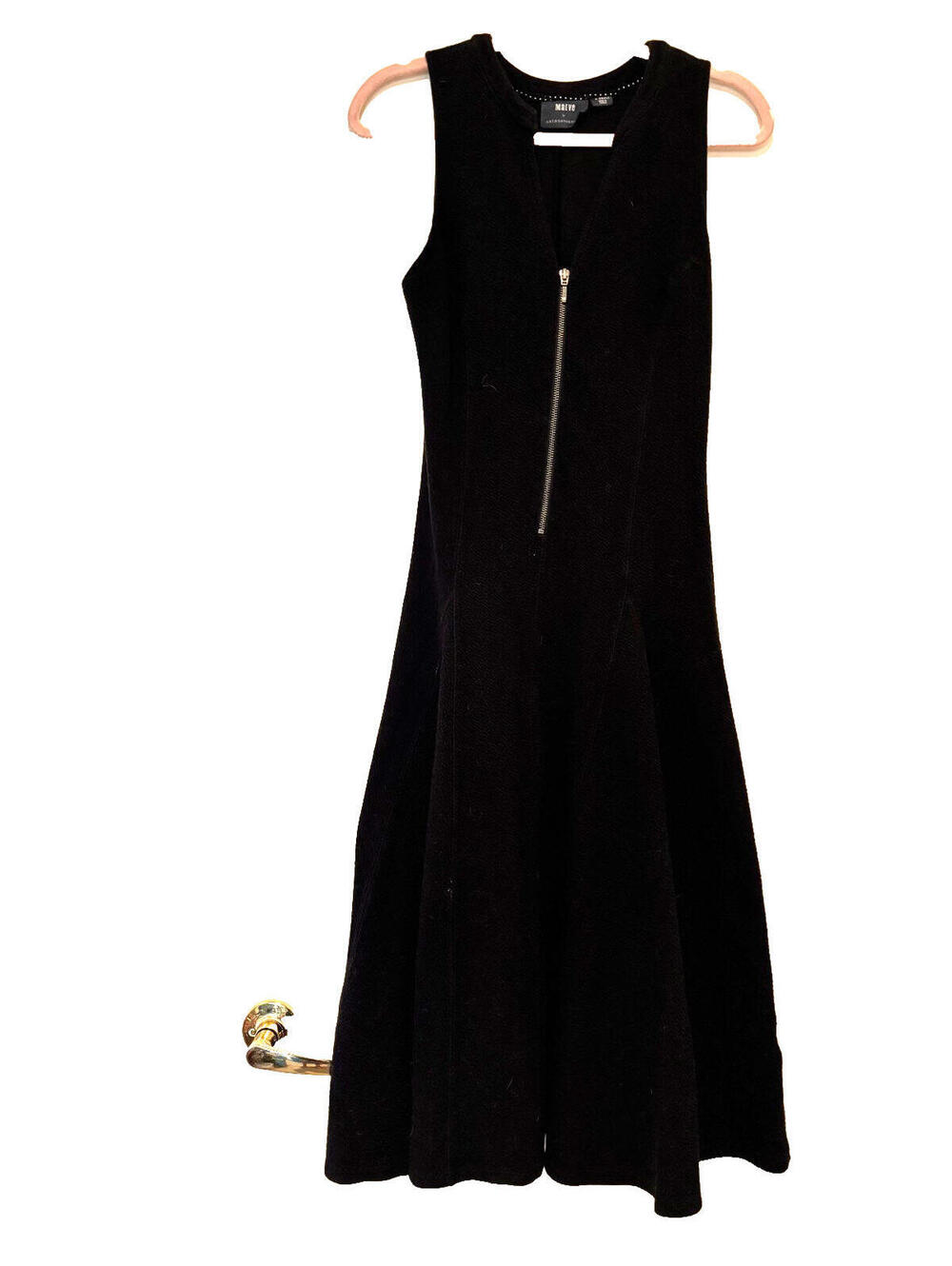 Anthropologie Maeve oversized XS black stretch sleeveless‎ fit/flare dress #3501